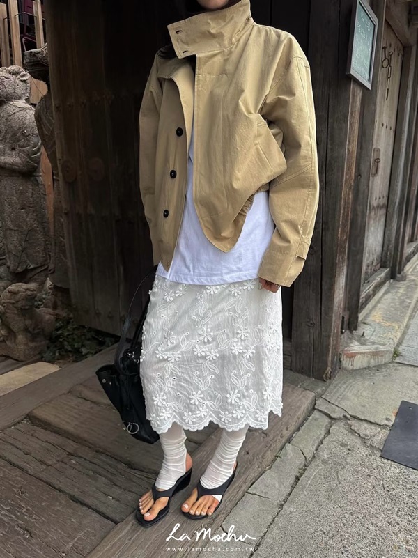 雙扣立領風衣外套
